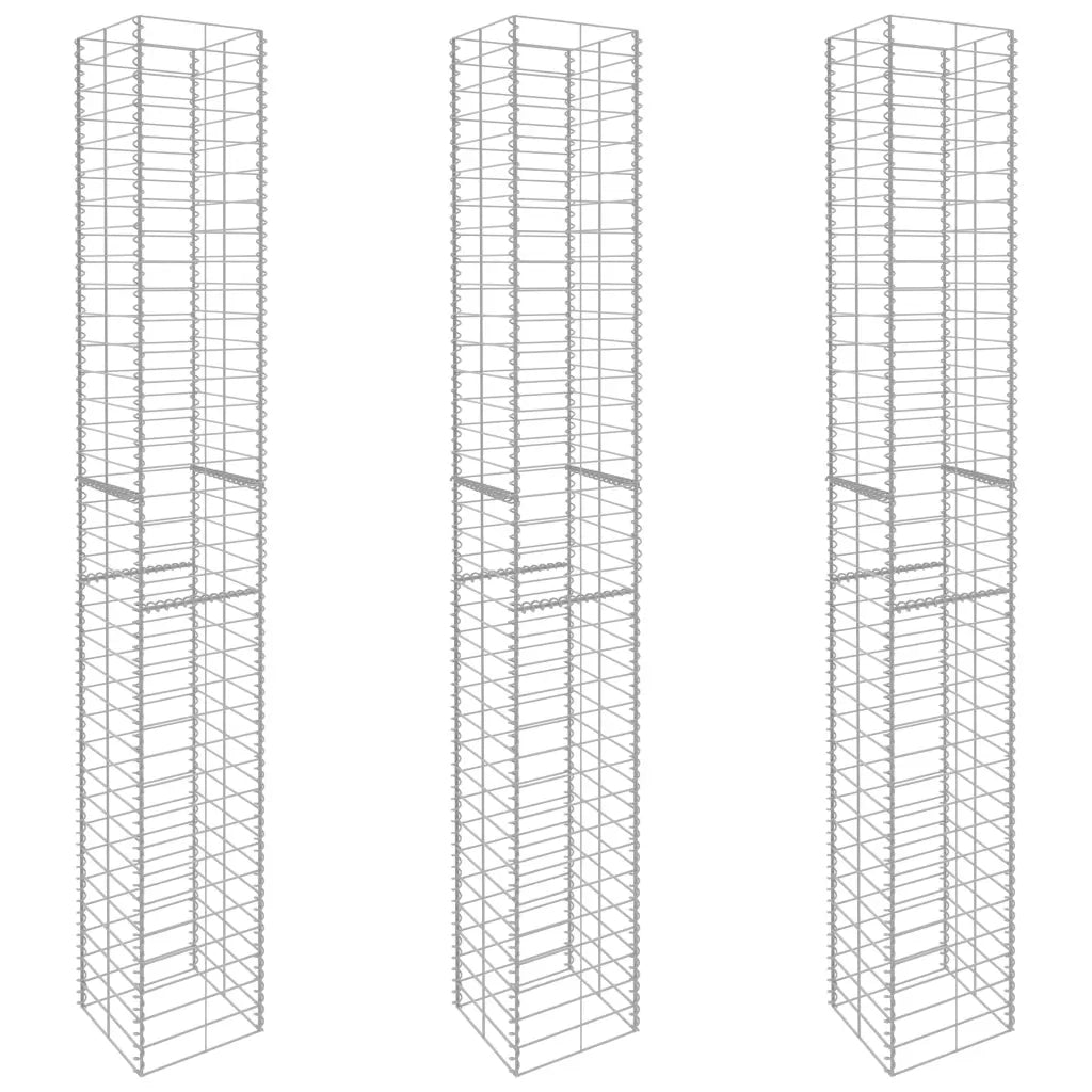 Gabbioni 3 pz in Acciaio Zincato 25x25x197 cm cod mxl 13699