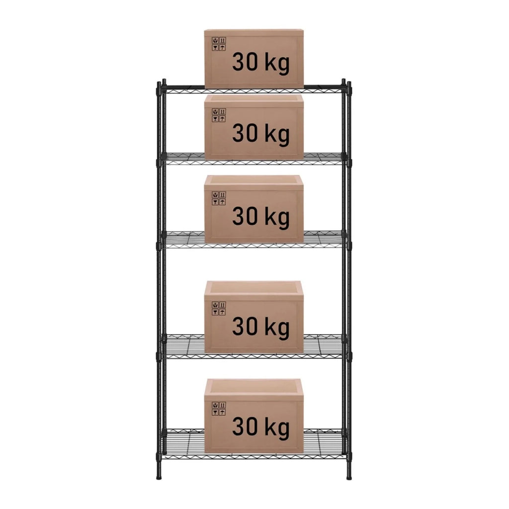 Scaffalatura professionale in metallo nero 35 x 90 x 180 cm 150 kg 14_0001538