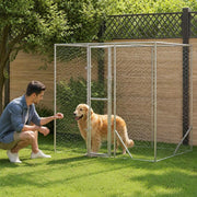 Outdoor Dog Kennel, Silver, 2x2x2 M, Galvanized Steel