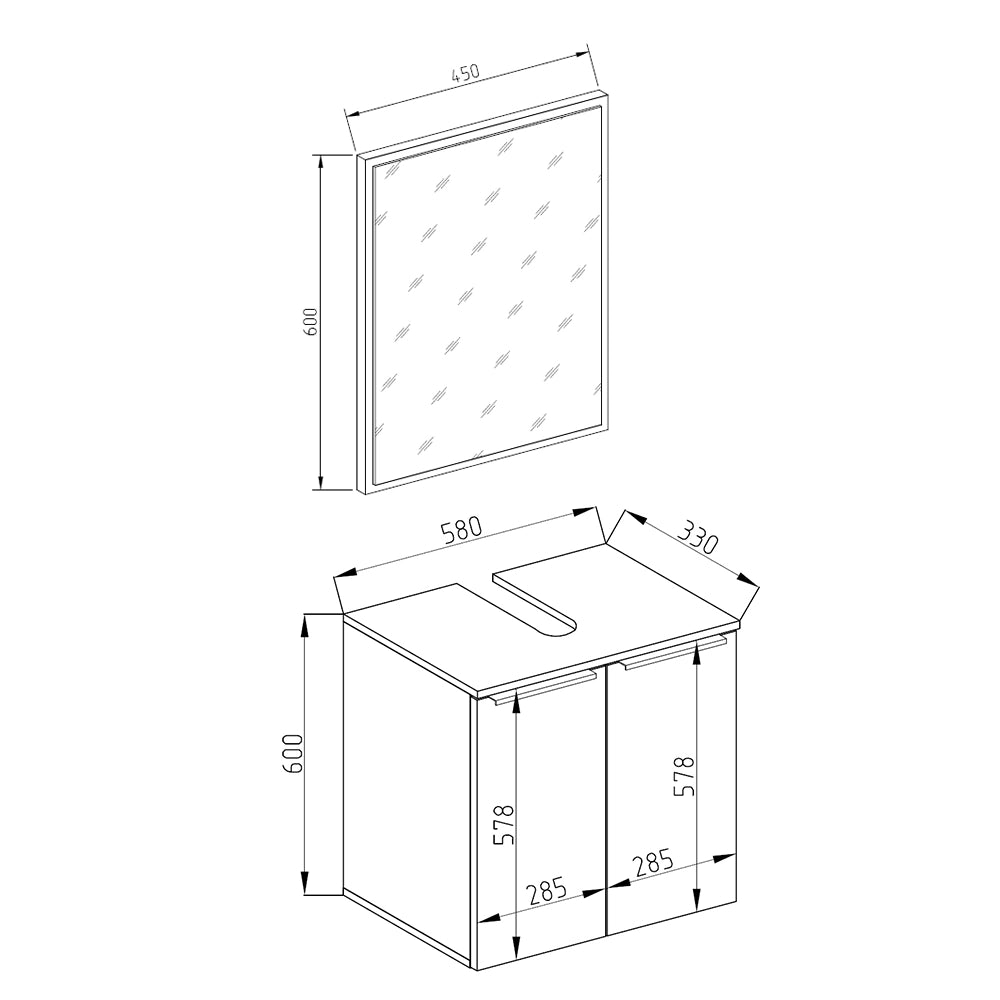 Vicco Set mobili bagno Bianco 2 parti