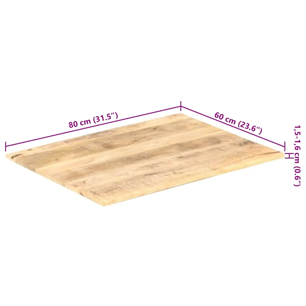 Piano Tavolo | Superficie Tavolo | Piano Scrivania in Legno Massello di Mango 15-16 mm 80x60 cm