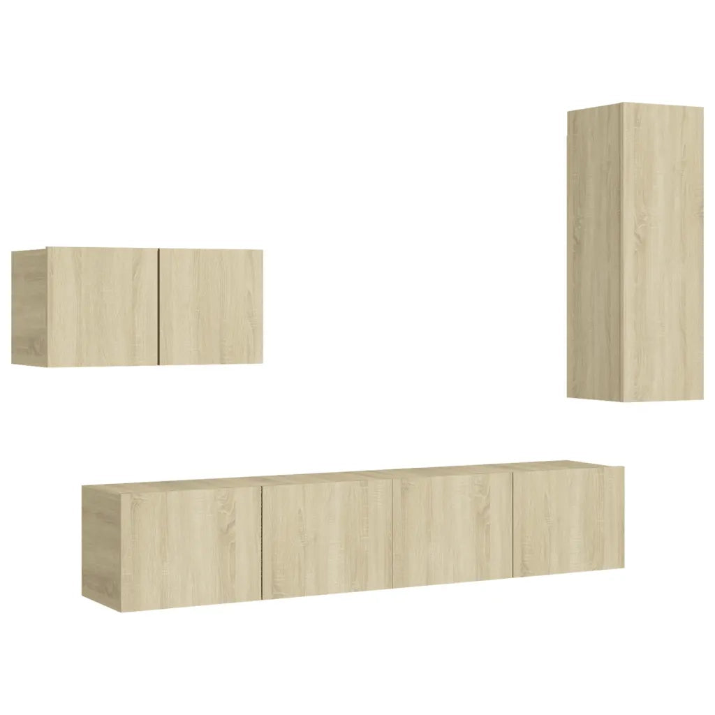 Set di Mobili Porta TV 4 pz-Credenza per TV Rovere Sonoma in Legno Multistrato 608458