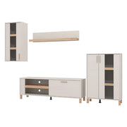 Mobile Soggiorno Fallo, Parete Attrezzata Modulabile, 289x40x181.5h cm Bianco Crema
