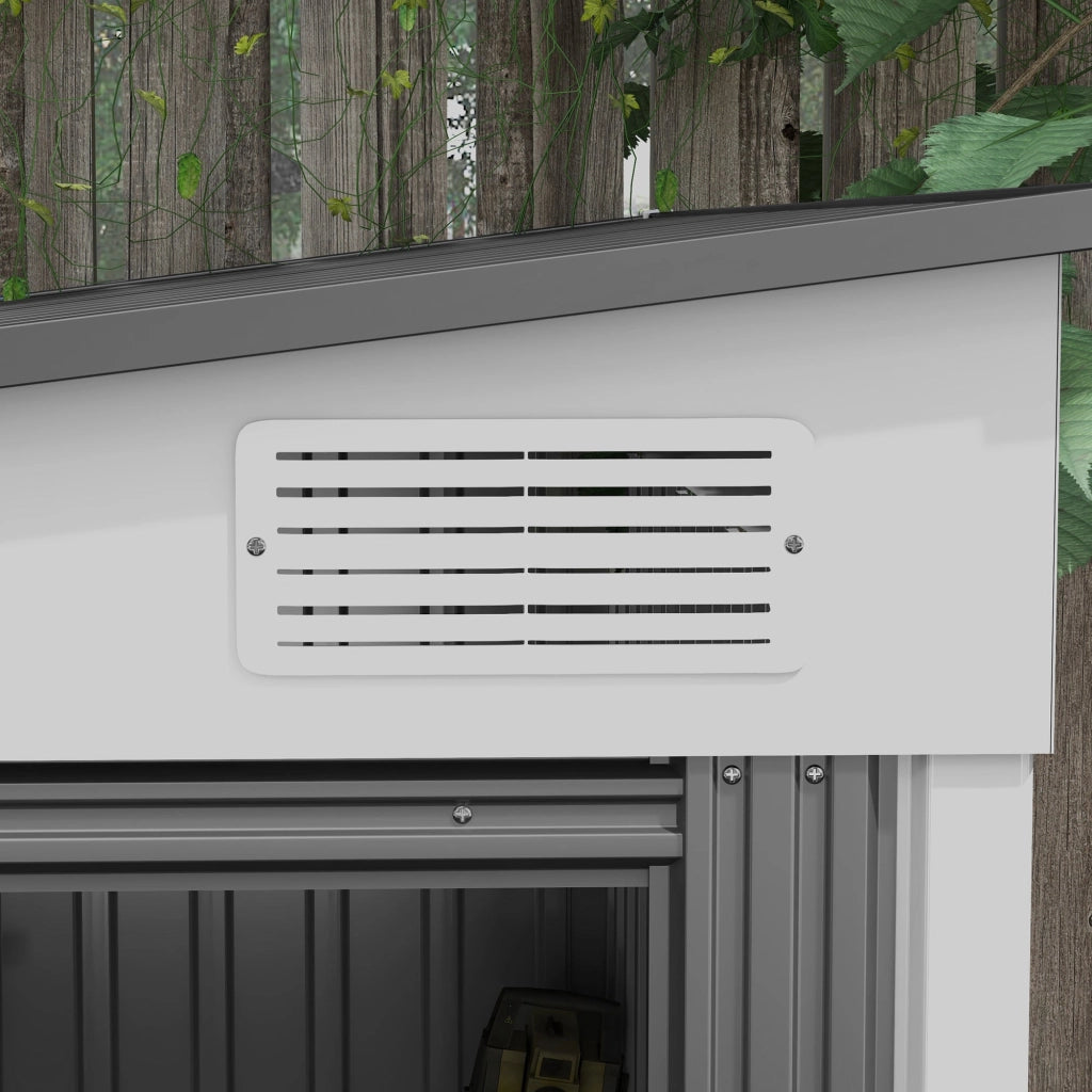 Casetta Box per Attrezzi da Giardino 154L x 206,5P x 160/181A cm con Base in Acciaio zincato Bianco