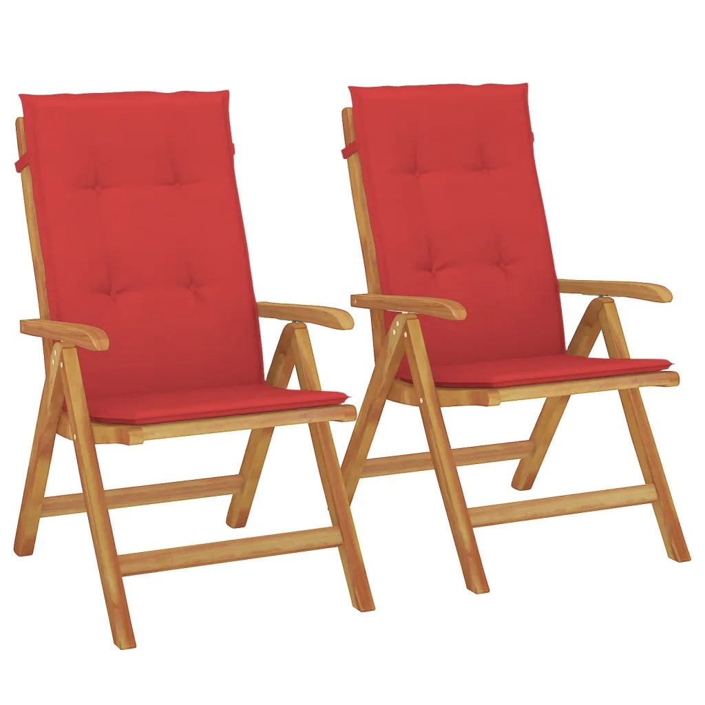 Sedie da Giardino Reclinabili con Cuscini 2 pz in Legno di Teak 3196439