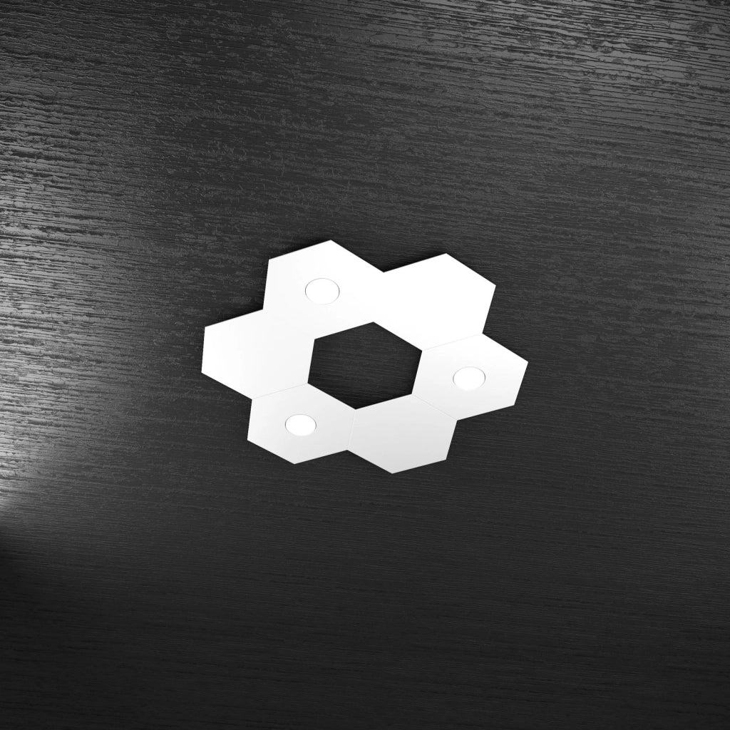 HEXAGON APPLIQUE-PLAFONIERA 3 LUCI + 3 DECORATIVO BIANCO 1142-3L3D-BI