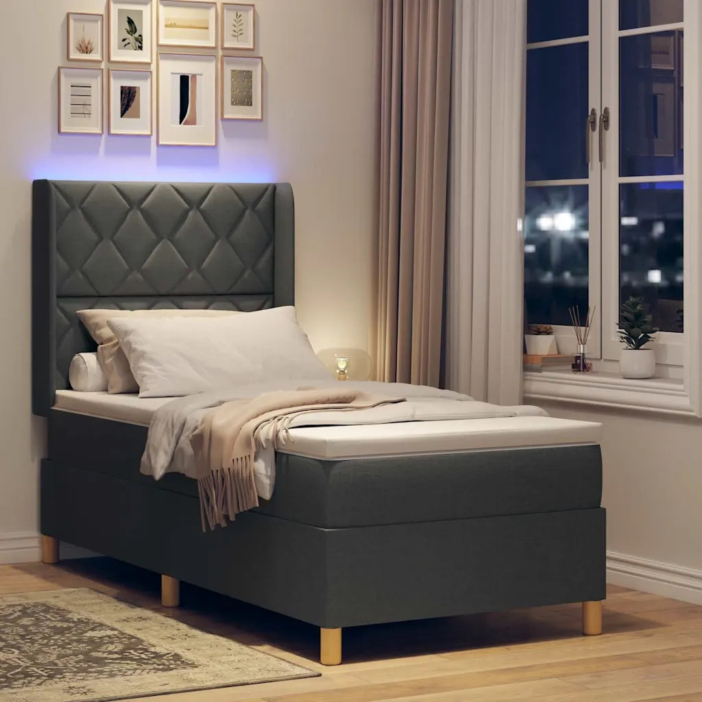 Letto a molle con materasso Grigio 140 x 200 cm Tessuto 3343743