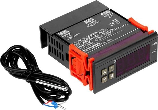 Controllore di Temperatura Universale Digitale per Fahrenheit e Celsius 30A per Frigoriferi e Bottiglie - Inclusa Sensore.