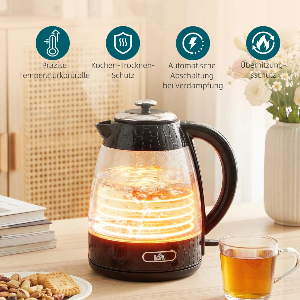 Set Bollitore Elettrico 1,7L 2200W e Tostapane 4 Fette ¨C Xylo ¨C Nero con Filtro Anticalcare