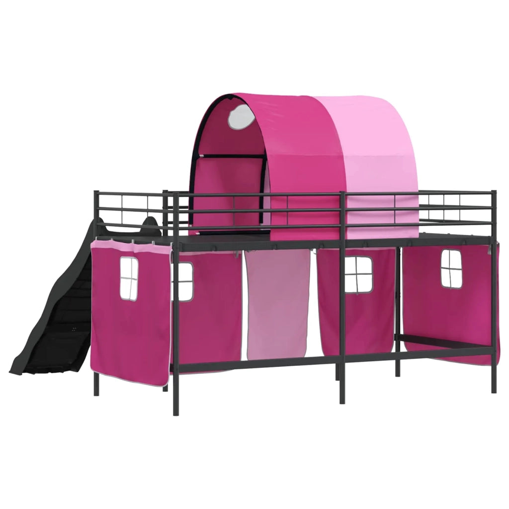 Struttura del letto loft per bambini Nero e rosa 107 x 200 cm