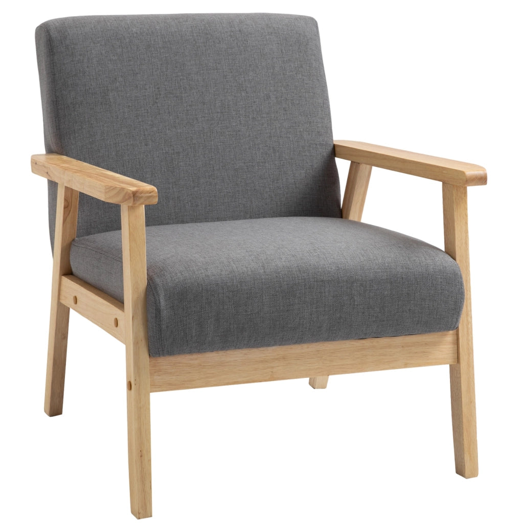 Poltrona scandinava in lino grigia, 64 x 70 x 72 cm