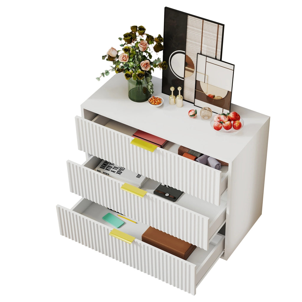 Cassettiera con 3 cassetti - per soggiorno e camera da letto - in MDF - 80x40x72 cm - bianco
