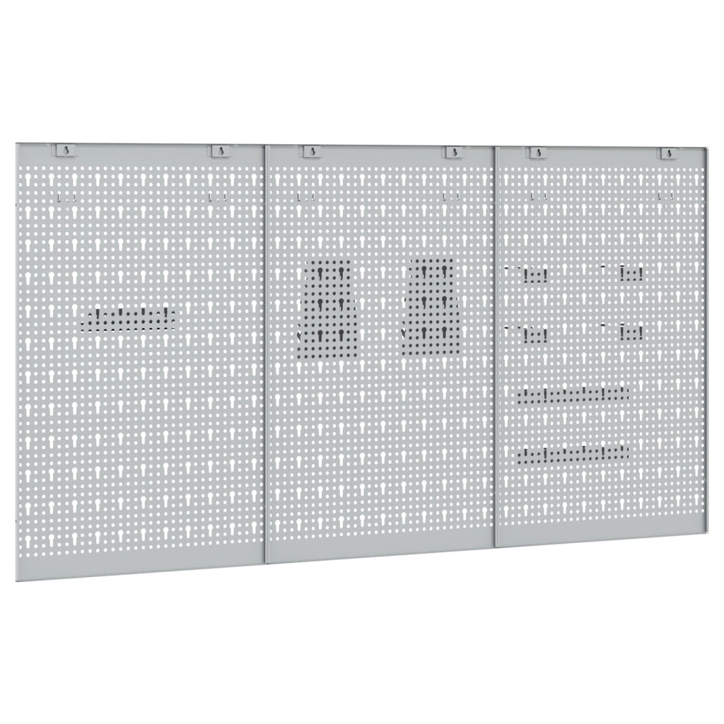 Pannelli Appesi 3 pz con 15 Accessori Grigio 50x80 cm Acciaio