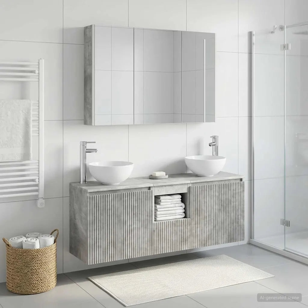 Set di Armadi da Bagno 4 pcs Grigio Cemento 3406346