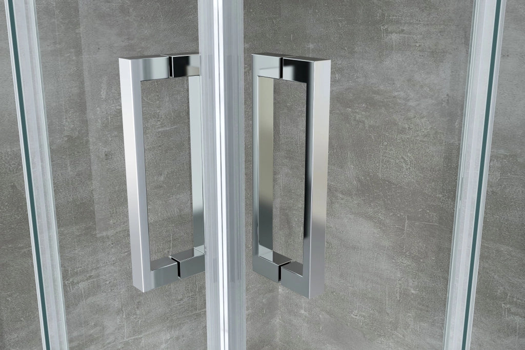 Box doccia 6 mm angolare curvo semicircolare profilo cromo reversibile H.190 80x120 sinistro piatto incluso