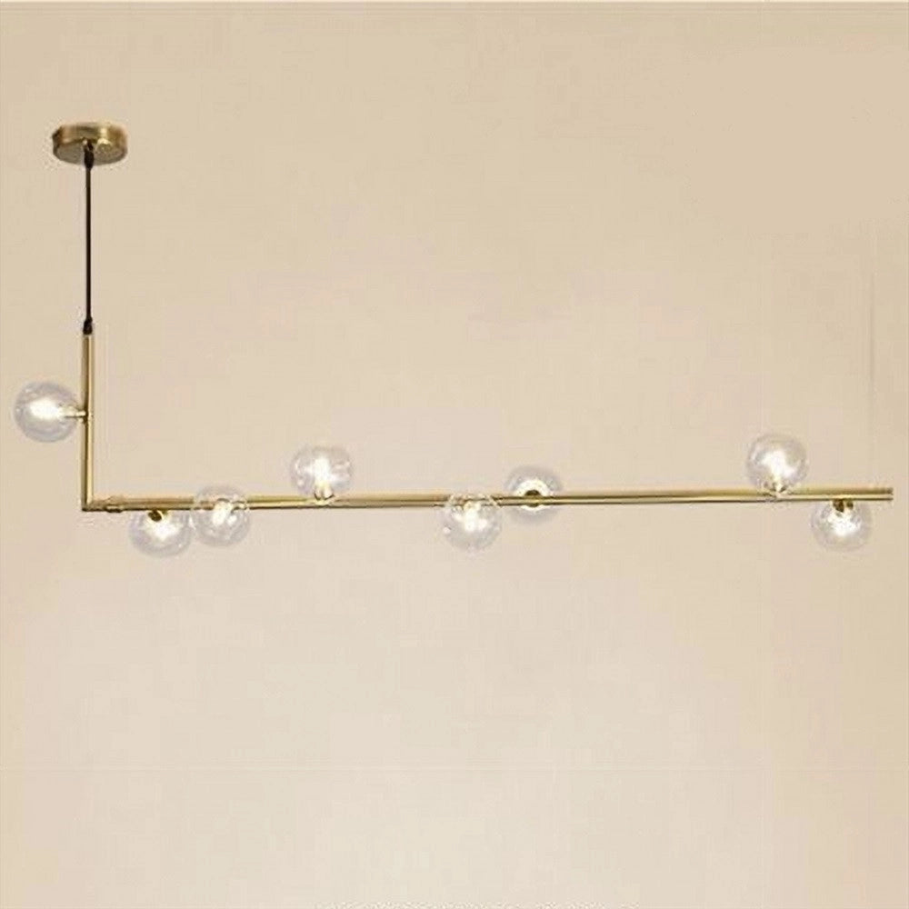 Trade Shop - Lampadario 8 Sfere G9 In Vetro Da Soffitto In Metallo Oro Design Moderno 71638 -