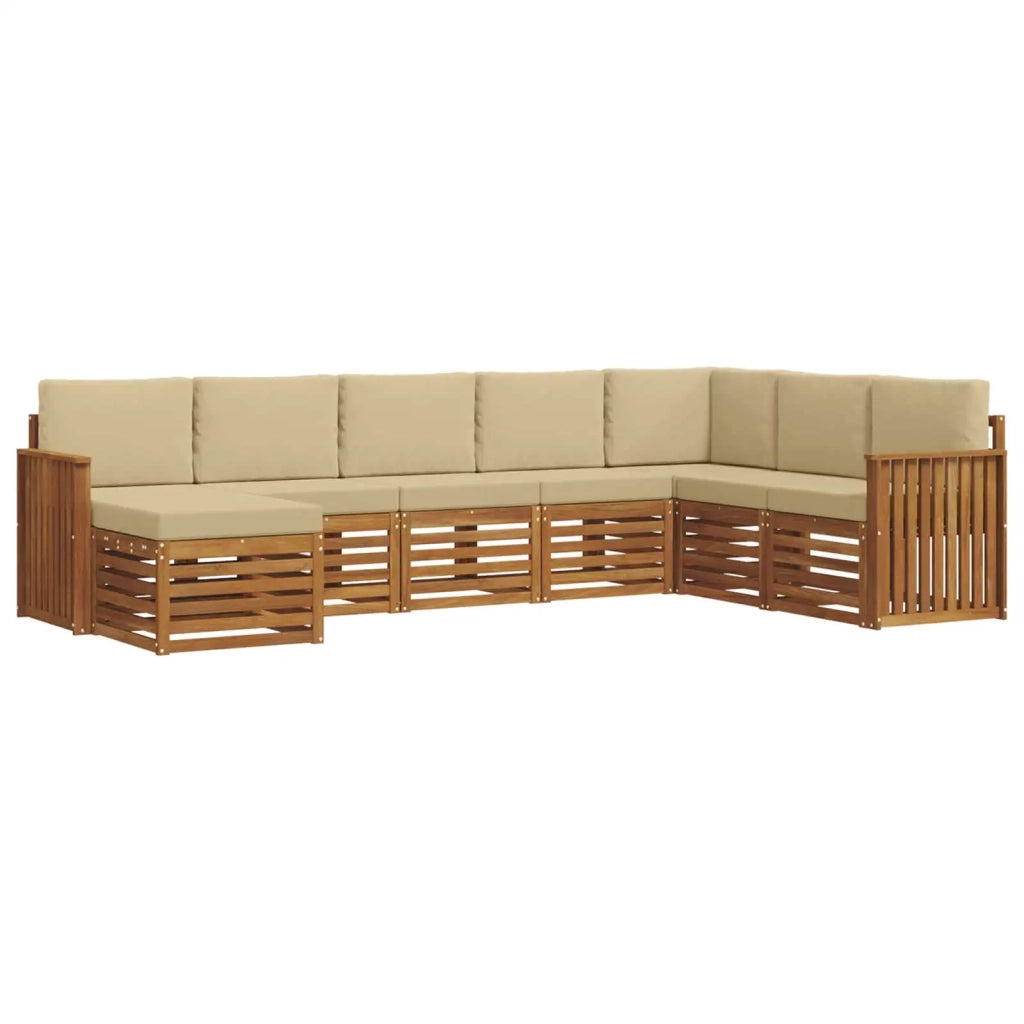 Set di divani da esterno con cuscino 8 pcs Naturale e Beige