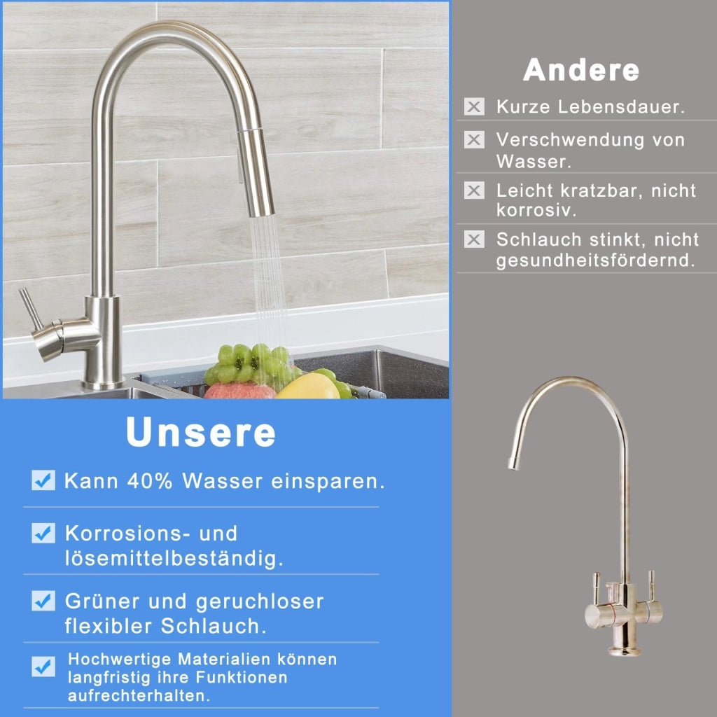 ZMH Miscelatore in acciaio inox con doccia estraibile e rotazione a 360°