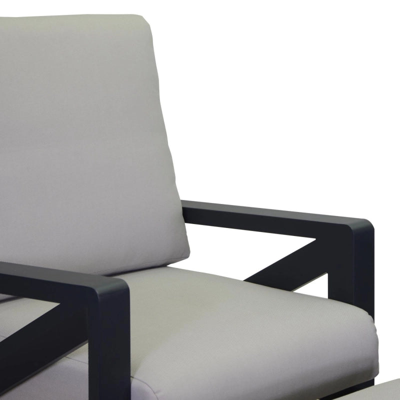 Salotto alluminio Miller 2 posti antracite con cuscini grigio chiaro 6 pezzi