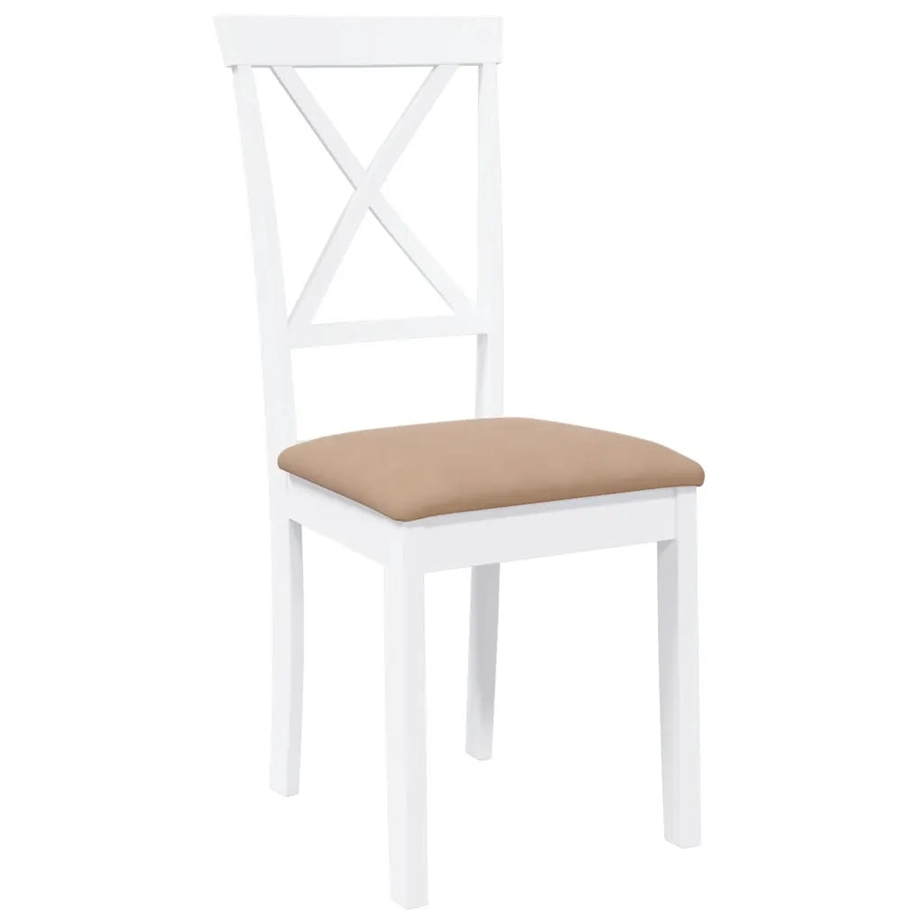 Sedie da Pranzo con Cuscini 2 pz Bianco Legno Massello di Hevea