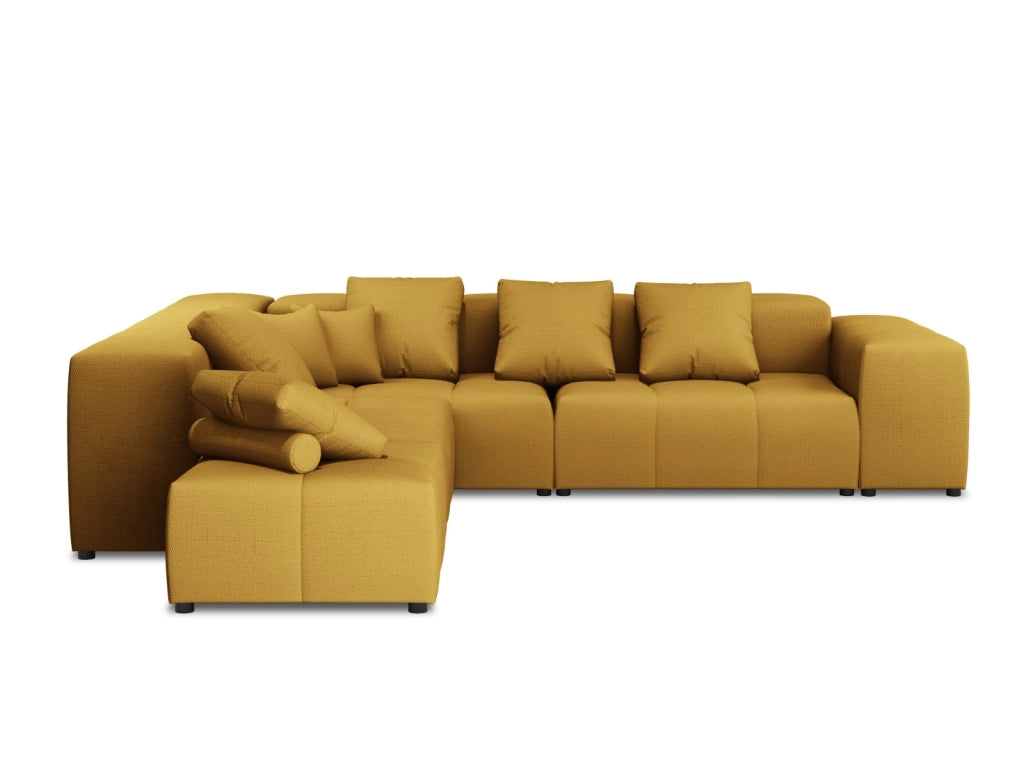 Cosmopolitan Design - Divano angolare modulare reversibile "Rome" 7 posti in tessuto strutturato giallo 