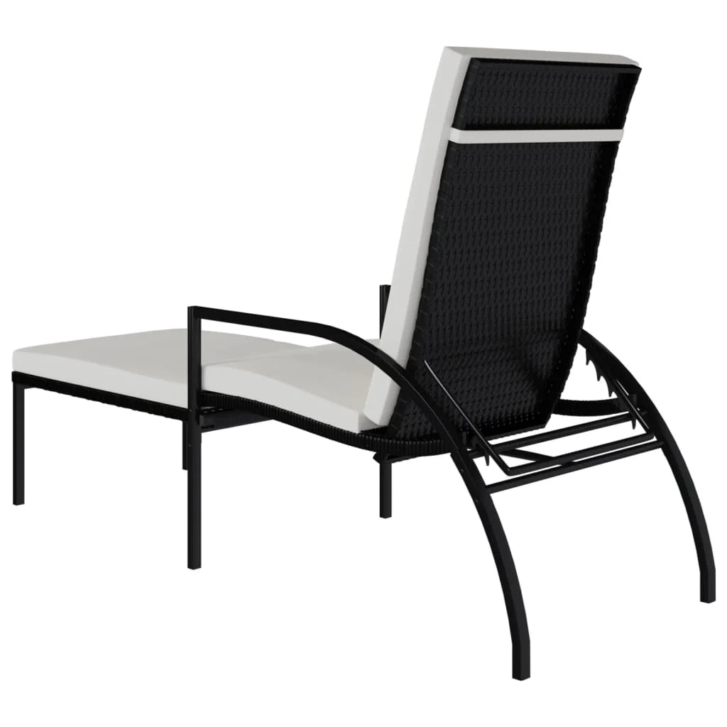 Set di due lettini prendisole con poggiapiedi resina intrecciata nera 02_0011909