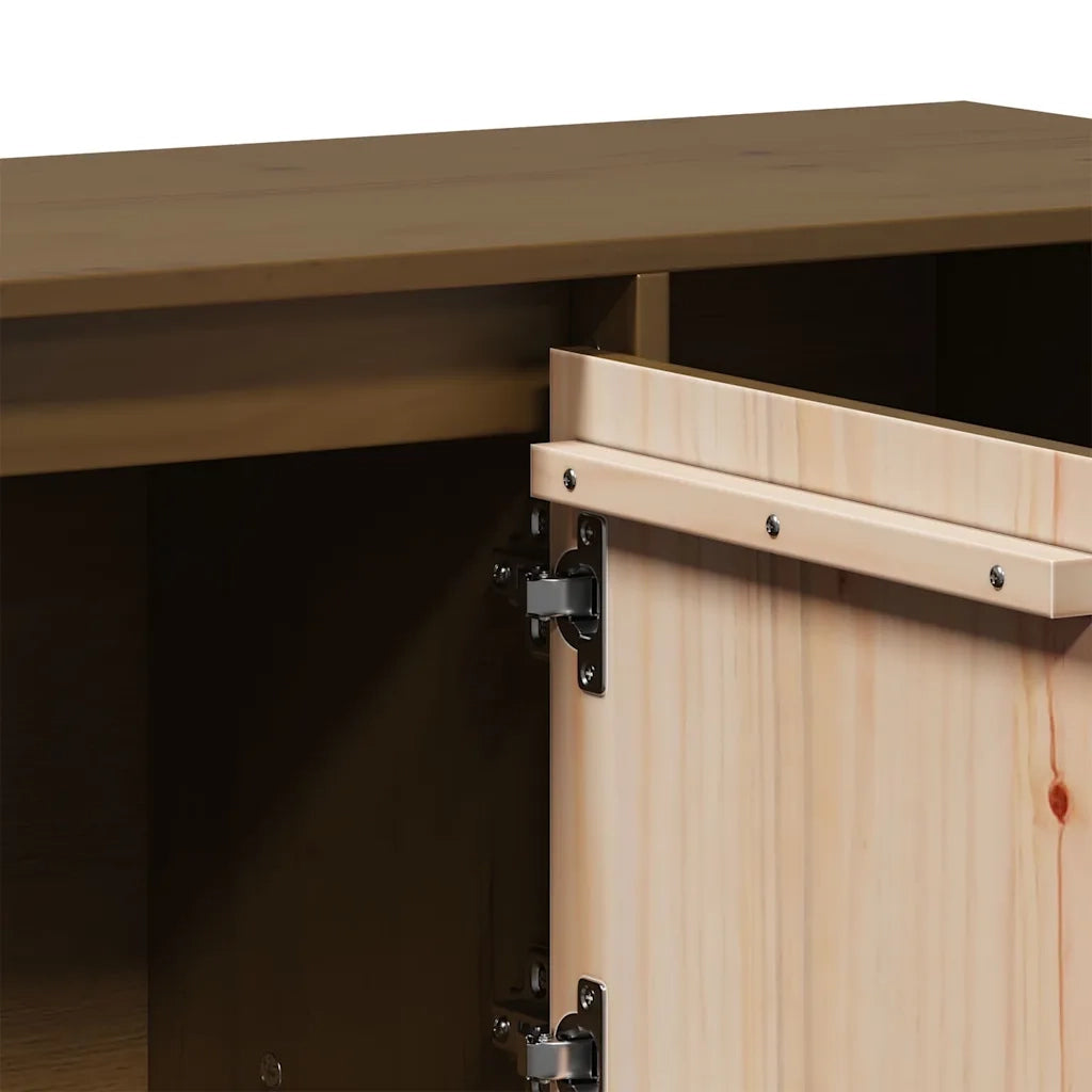 Credenza Marrone Ambrato 110,5x35x80 cm Legno Massello di Pino 814357