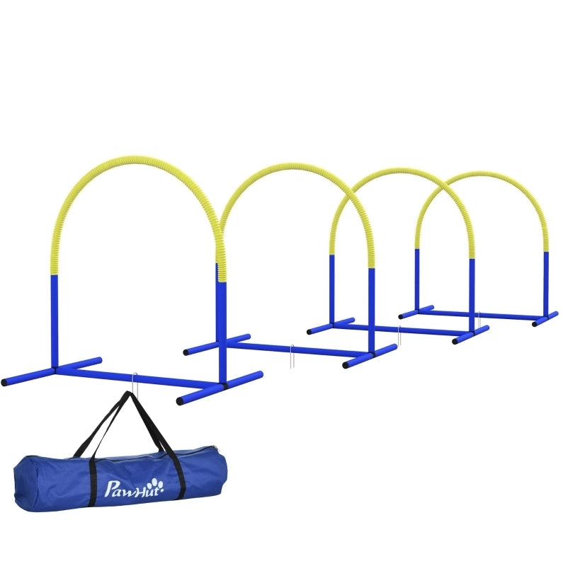 Set agility per cani ULEVR con 4 archi 88x64x95 cm e borsa da trasporto, ABS blu