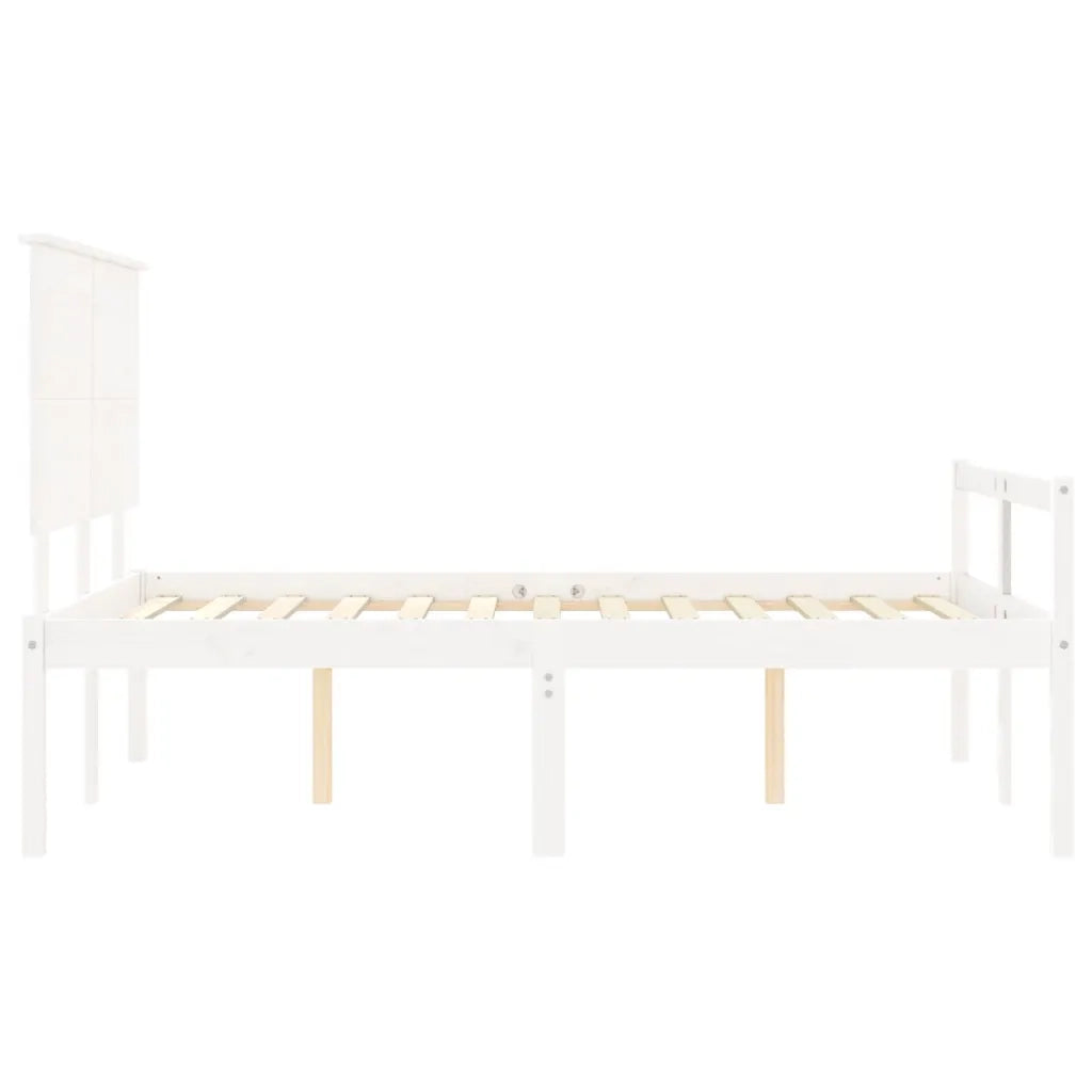 vidaXL Letto per Anziani Bianco Testiera Small Double Legno Massello