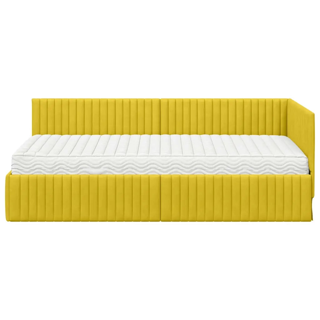 Struttura Letto Angolare con Materasso 2 pz-Giroletto con materasso Giallo Velluto 674142