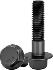 Viti a flangia M6 x 35 mm - Flangia - Grado 10,9 - Acciaio trattato - Finitura nera - Quantità 20 pezzi - Viti a flangia