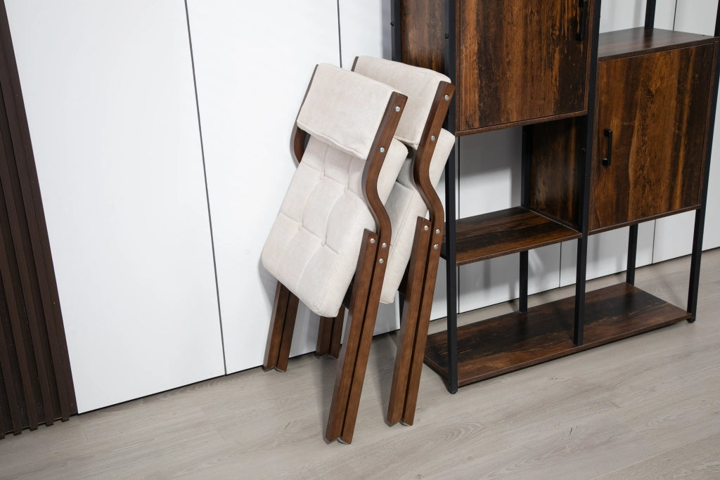 SEDIA Pieghevole Imbottita Set da 2 pezzi Legno Crema