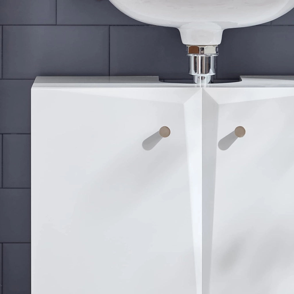 Mobile sottolavabo a terra Mobile bagno con Armadietto a 2 ante Mobiletto Bagno Salvaspazio in Legno bianco 60x30x60cm BZR92-W