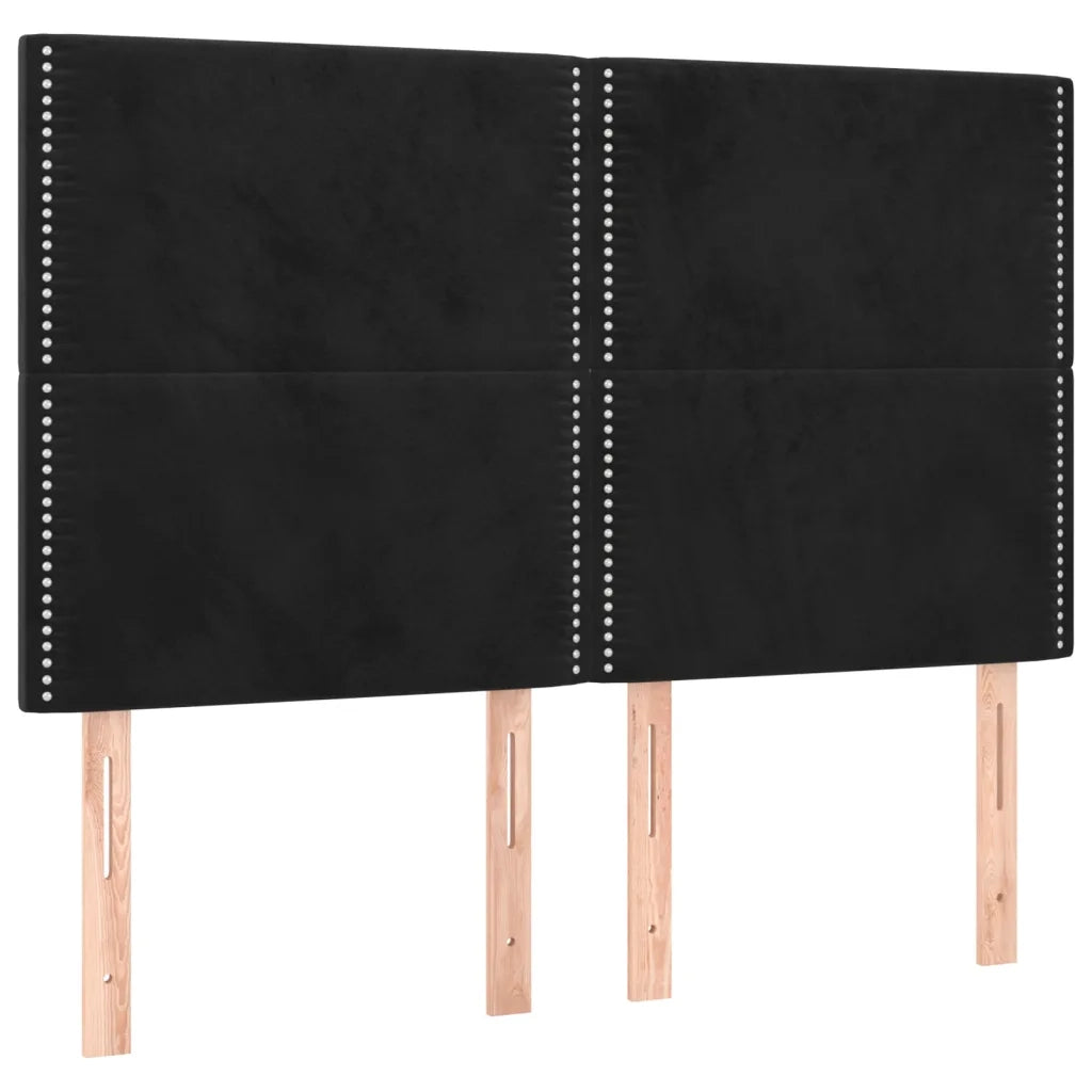 Testiera | Testata Nera 144x5x118/128 cm Velluto