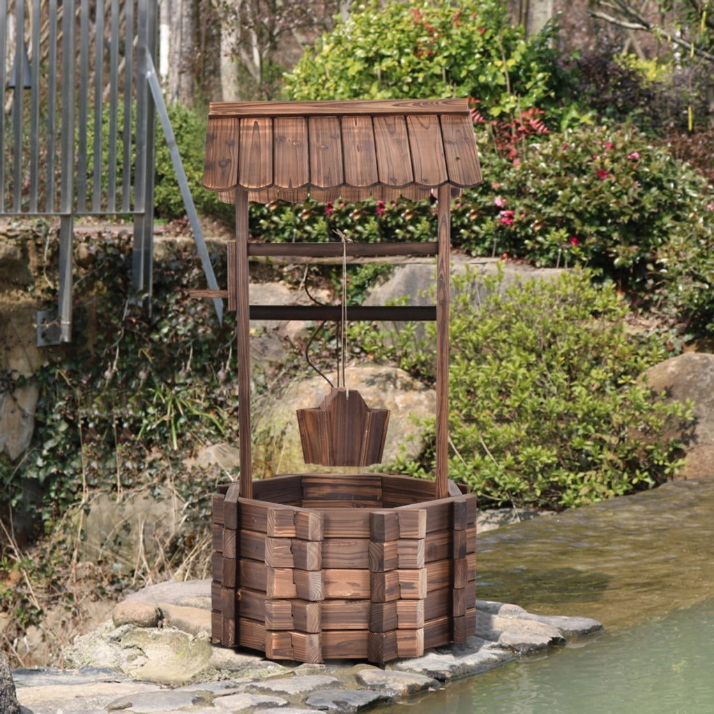 Pozzo di legno da esterno, Pozzo decorativo per piante e fiori per giardino
