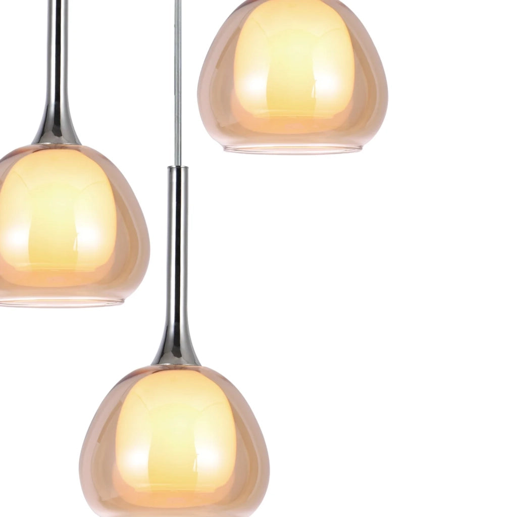 LÚZETE - LAMPADA DA SOFFITTO 3 LUCI CRISTALLO ESTERNO AMBRA VETRO INTERNO BIANCO Ø38 NOLINA