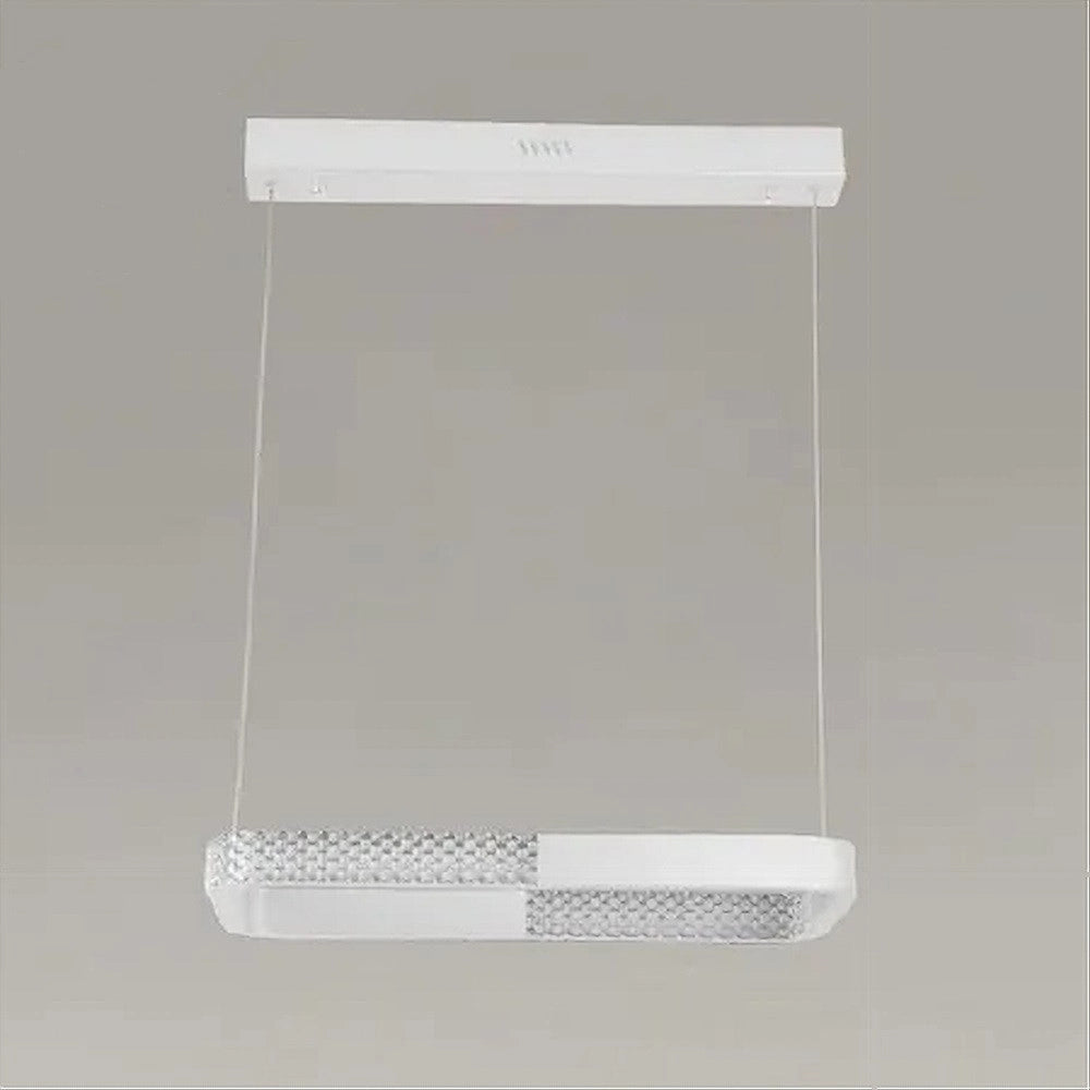 Trade Shop - Lampadario A Sospensione Led 24w Rettangolare Bianco Cristallo Con Telecomando 32033 -