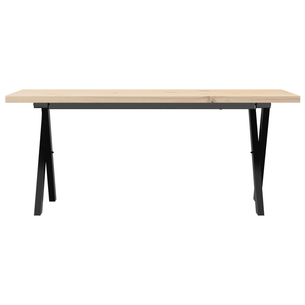 Tavolino Salotto Telaio a X 110x40x45,5 cm Legno Pino e Acciaio