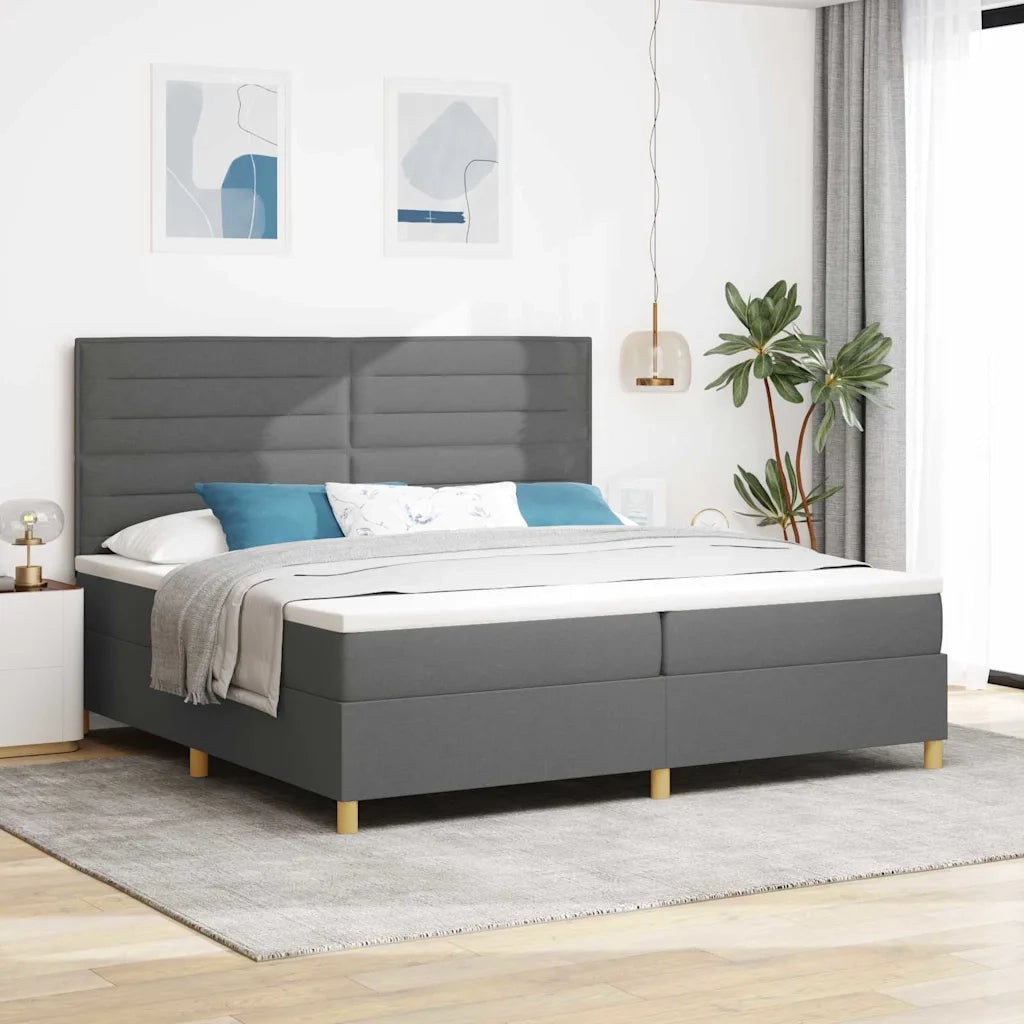 Letto a molle con materasso Grigio scuro 200 x 200 cm Tessuto 3339568