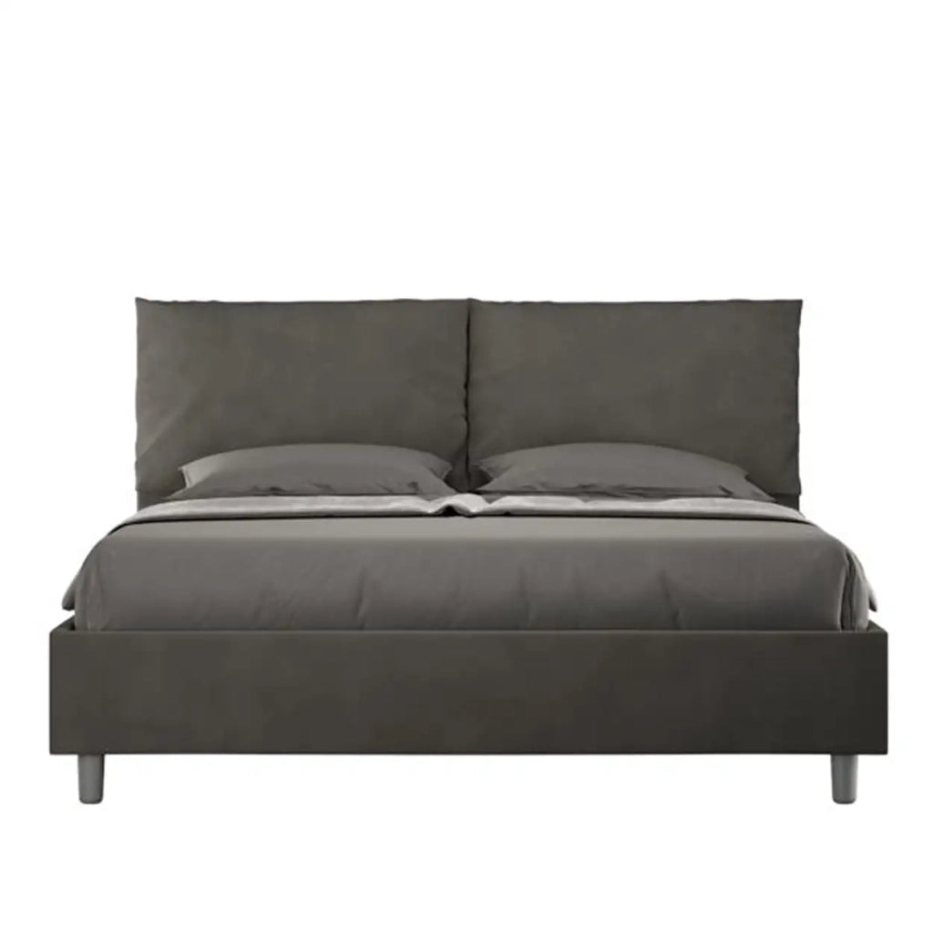 Letto matrimoniale senza rete imbottito 160x190 microfibra grigio Antea
