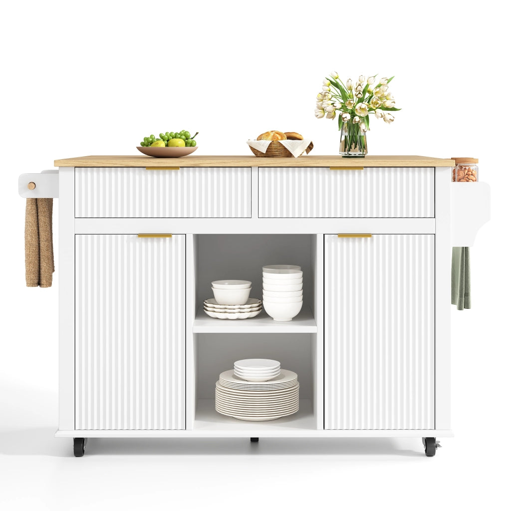 Mobile contenitore da cucina con 2 cassetti e 2 ante per cucina in MDF bianco naturale
