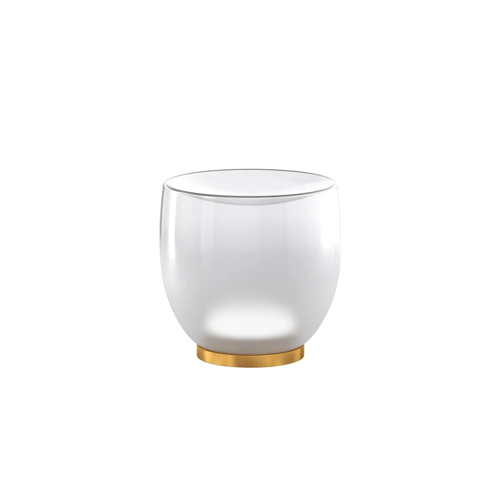 Abatjour Contemporaneo Drum Metallo Oro Vetro Bianco 1 Luce Led 12W Calda