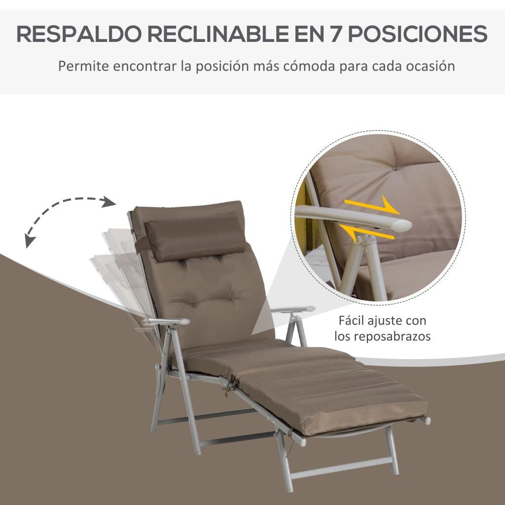 Sedia a dondolo pieghevole da giardino ¨C zephmum ¨C marrone 137x63,5x100,5 cm