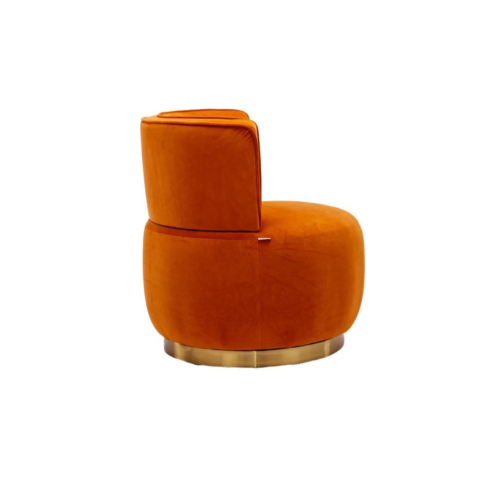 Sedia girevole moderna - Zephmum- 360 gradi rivestimento velluto schienale comodo struttura stabile colore arancione