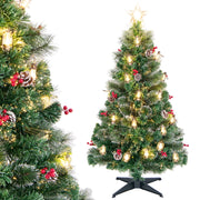Albero di Natale 150cm con 8 modalit¨¤ di illuminazione luci led fibre ottiche, Albero natalizio artificiale ago di pino-Alberi di Natale