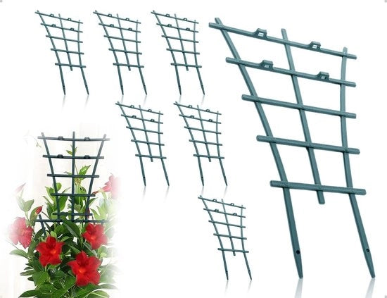 Set di sostegni per piante in PP, trellis duraturo, struttura di supporto riutilizzabile, set da 6 pezzi, ideale per giardino/balcone, progettato per essere sovrapposto, leggero, in plastica.