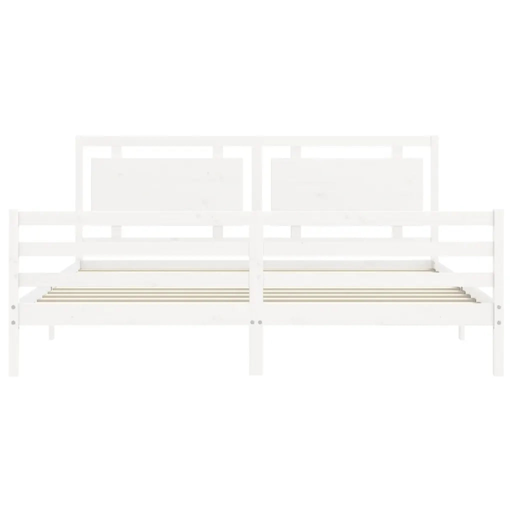Giroletto con Testiera Bianco 200x200 cm in Legno Massello 3194072