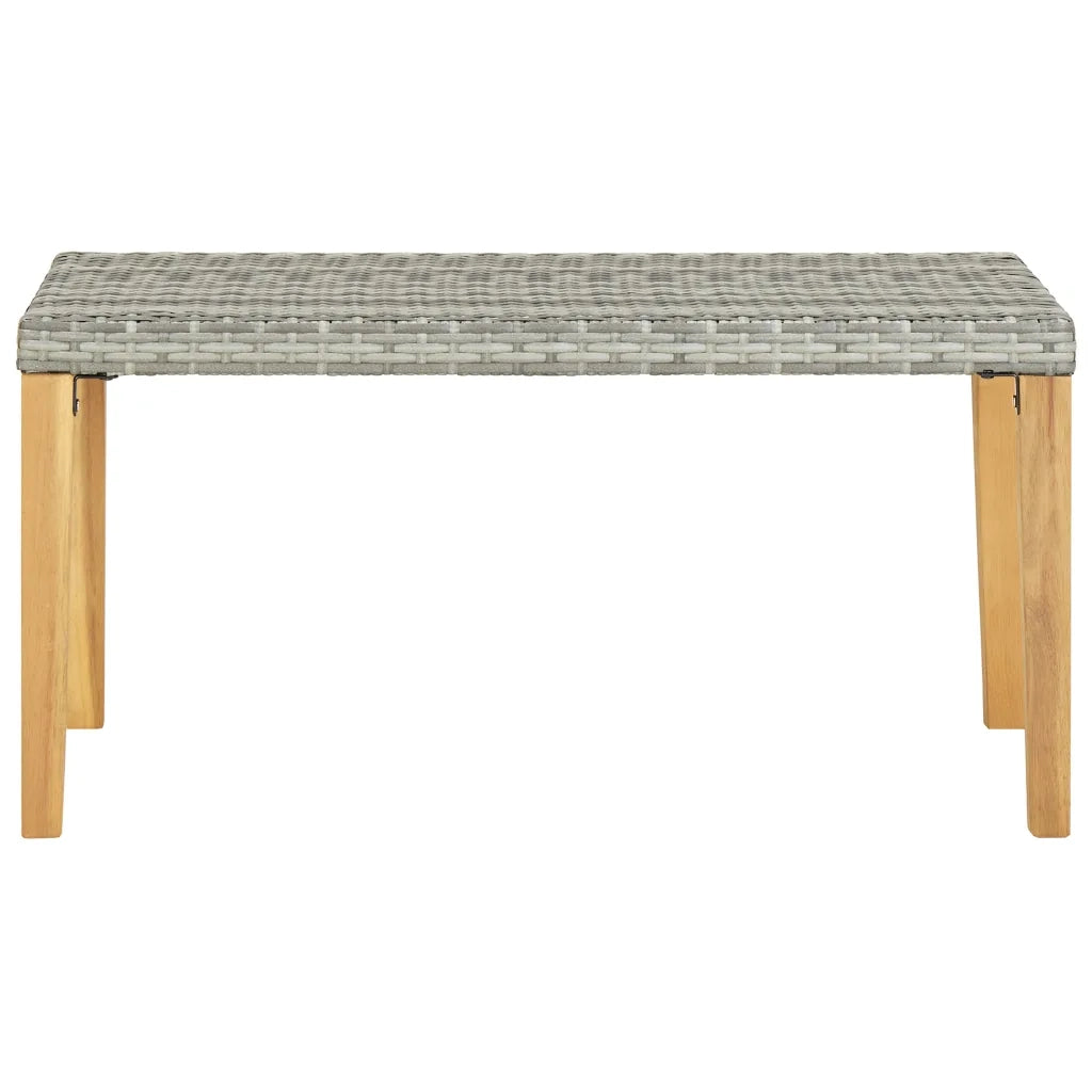 Panchina da Giardino 120 cm Grigia Polyrattan e Legno Acacia 46489