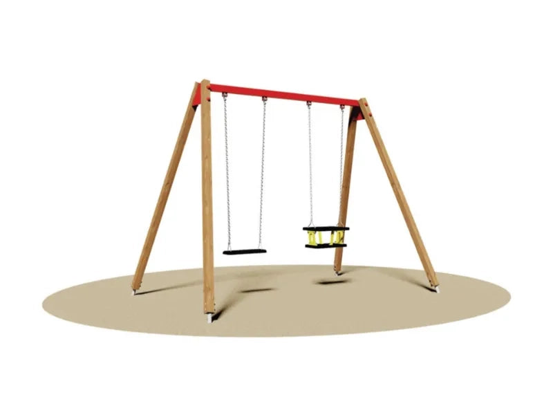 Altalena Kenya 856 Giochipark 2 posti struttura mista legno/acciaio h 230cm - Orsetto