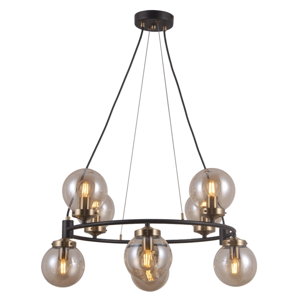 Lampadario Italux Galvez industriale nero opaco 8xE14